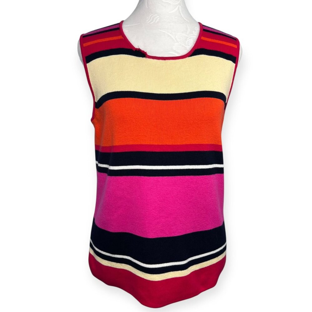 Sleeveless Sweater Striped Multicolor Tank Marco Pecci Large